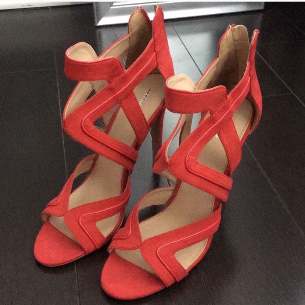 Red strappy heels